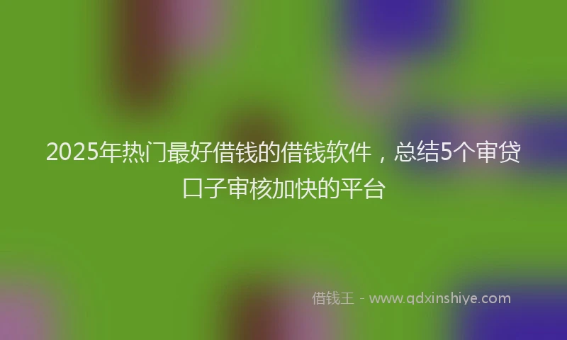 2025年热门最好借钱的借钱软件，总结5个审贷口子审核加快的平台