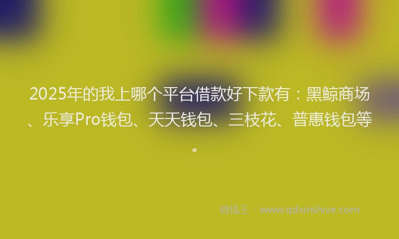 2025年的我上哪个平台借款好下款有：黑鲸商场、乐享Pro钱包、天天钱包、三枝花、普惠钱包等。