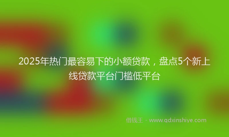 2025年热门最容易下的小额贷款，盘点5个新上线贷款平台门槛低平台