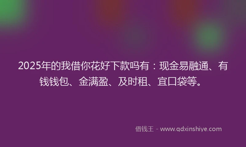 2025年的我借你花好下款吗有：现金易融通、有钱钱包、金满盈、及时租、宜口袋等。