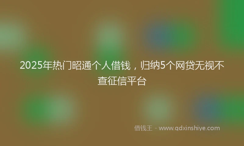 2025年热门昭通个人借钱，归纳5个网贷无视不查征信平台