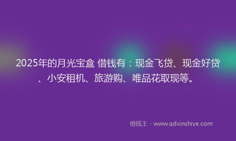 2025年的月光宝盒 借钱有：现金飞贷、现金好贷、小安租机、旅游购、唯品花取现等。