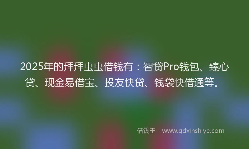 2025年的拜拜虫虫借钱有：智贷Pro钱包、臻心贷、现金易借宝、投友快贷、钱袋快借通等。