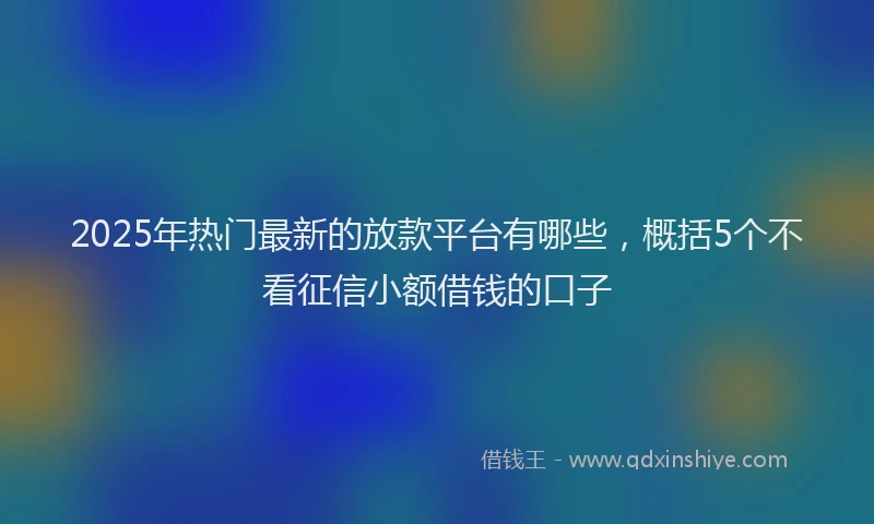2025年热门最新的放款平台有哪些，概括5个不看征信小额借钱的口子