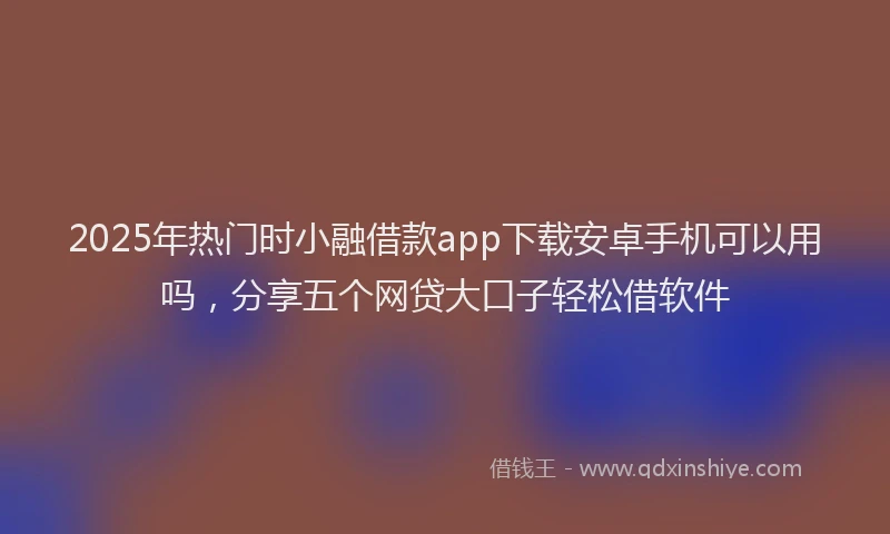 2025年热门时小融借款app下载安卓手机可以用吗，分享五个网贷大口子轻松借软件