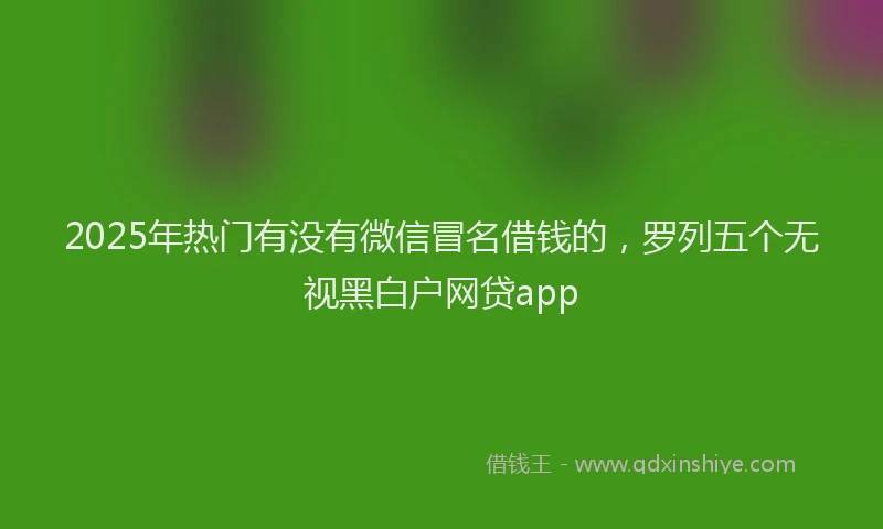 2025年热门有没有微信冒名借钱的，罗列五个无视黑白户网贷app