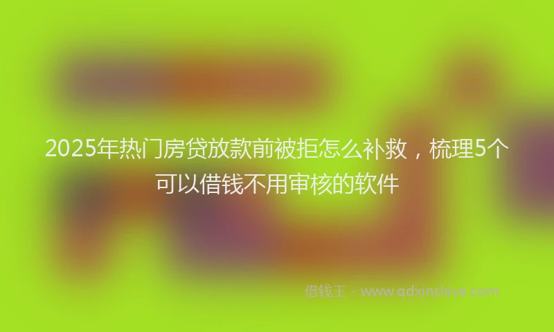 2025年热门房贷放款前被拒怎么补救，梳理5个可以借钱不用审核的软件