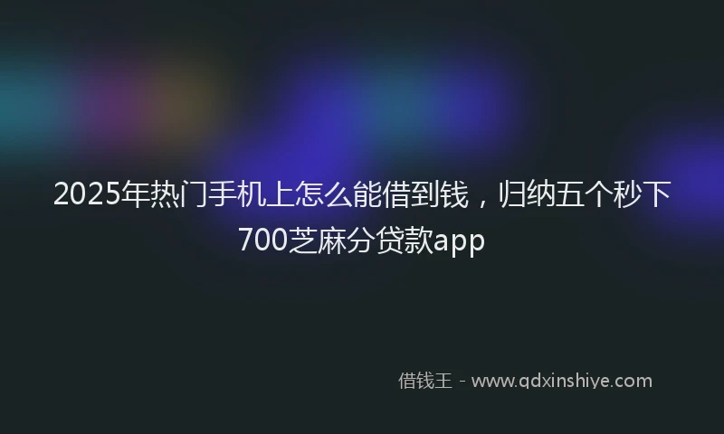 2025年热门手机上怎么能借到钱，归纳五个秒下700芝麻分贷款app
