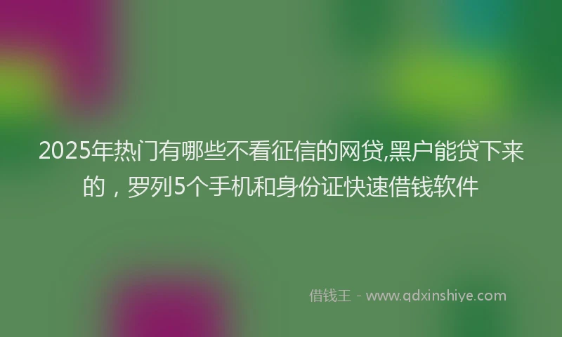 2025年热门有哪些不看征信的网贷,黑户能贷下来的，罗列5个手机和身份证快速借钱软件