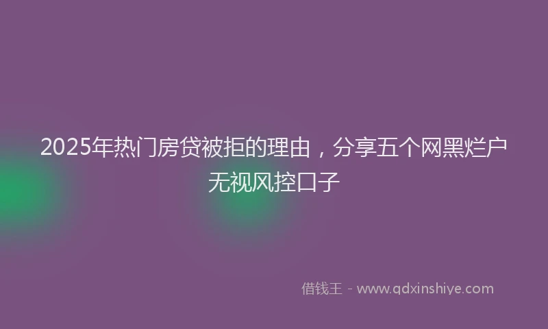 2025年热门房贷被拒的理由，分享五个网黑烂户无视风控口子