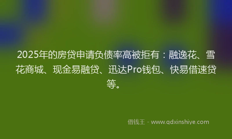 2025年的房贷申请负债率高被拒有：融逸花、雪花商城、现金易融贷、迅达Pro钱包、快易借速贷等。
