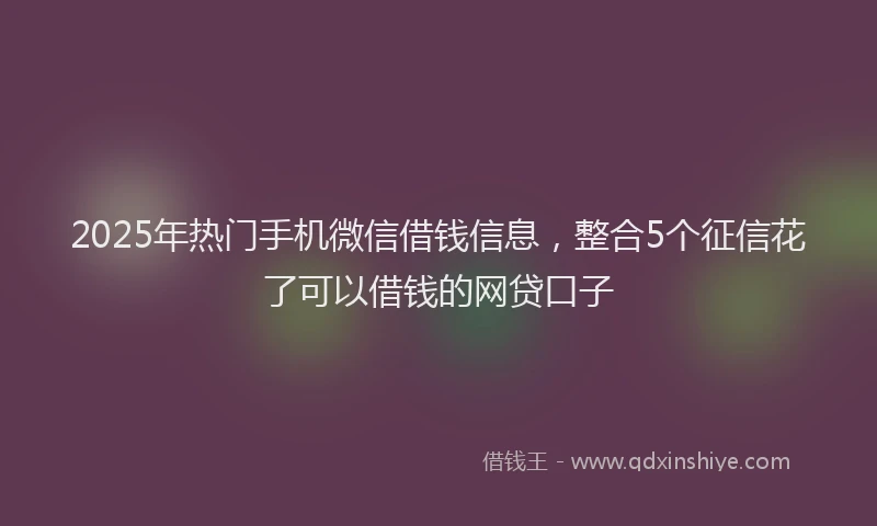 2025年热门手机微信借钱信息，整合5个征信花了可以借钱的网贷口子