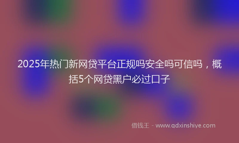 2025年热门新网贷平台正规吗安全吗可信吗，概括5个网贷黑户必过口子
