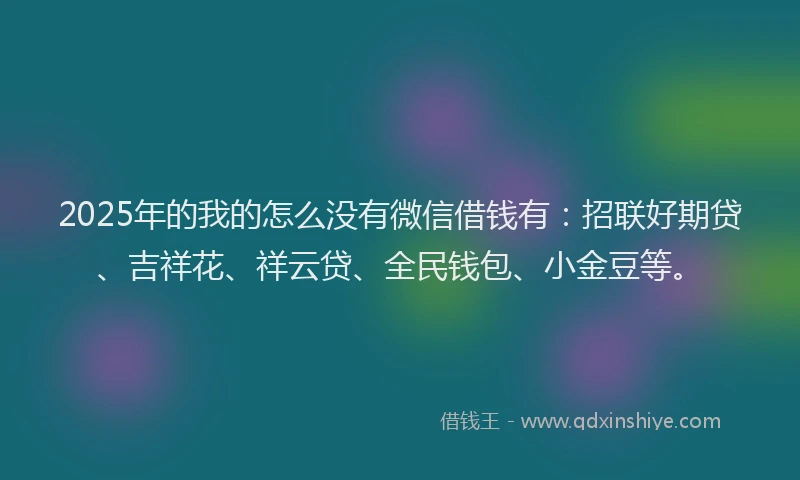 2025年的我的怎么没有微信借钱有：招联好期贷、吉祥花、祥云贷、全民钱包、小金豆等。