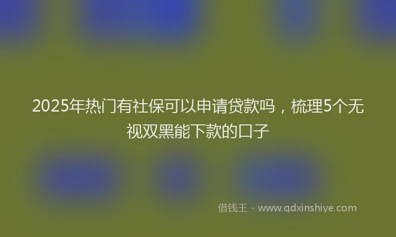 2025年热门有社保可以申请贷款吗，梳理5个无视双黑能下款的口子