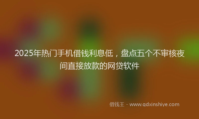 2025年热门手机借钱利息低，盘点五个不审核夜间直接放款的网贷软件
