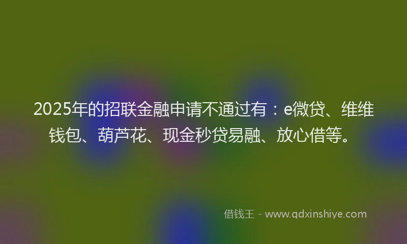 2025年的招联金融申请不通过有：e微贷、维维钱包、葫芦花、现金秒贷易融、放心借等。