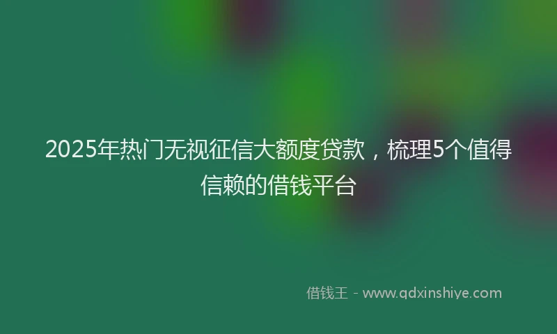 2025年热门无视征信大额度贷款，梳理5个值得信赖的借钱平台