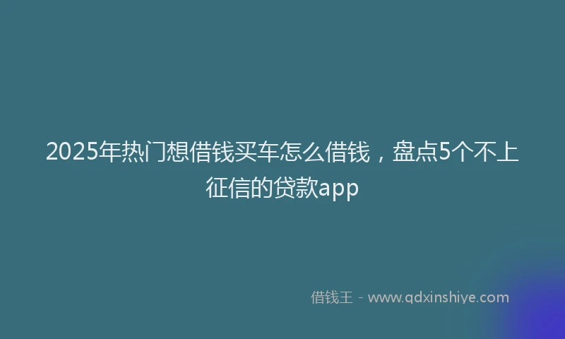 2025年热门想借钱买车怎么借钱，盘点5个不上征信的贷款app