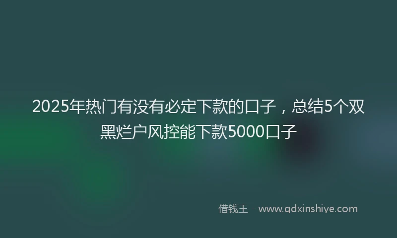 2025年热门有没有必定下款的口子，总结5个双黑烂户风控能下款5000口子