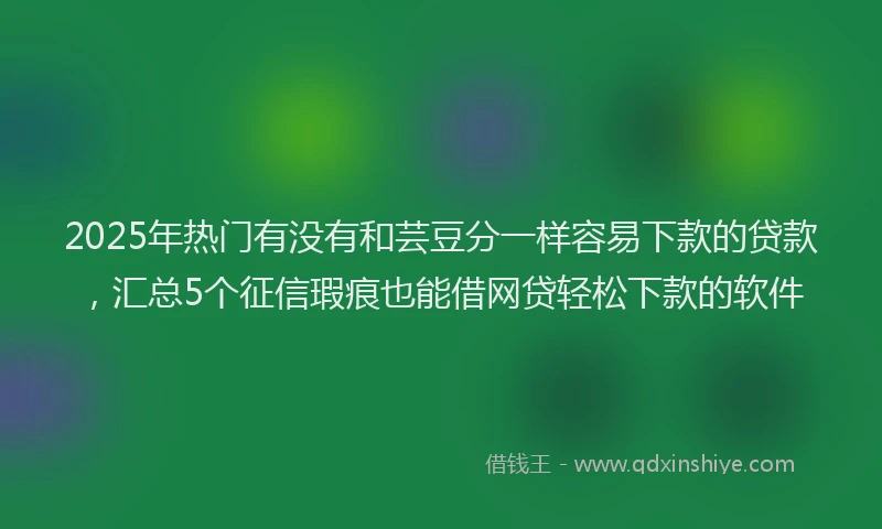 2025年热门有没有和芸豆分一样容易下款的贷款，汇总5个征信瑕疵也能借网贷轻松下款的软件