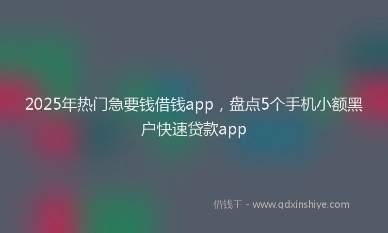 2025年热门急要钱借钱app，盘点5个手机小额黑户快速贷款app