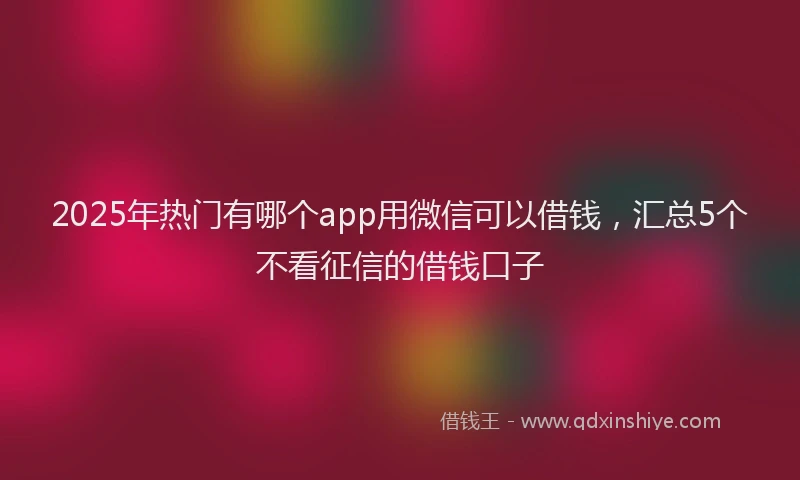2025年热门有哪个app用微信可以借钱，汇总5个不看征信的借钱口子