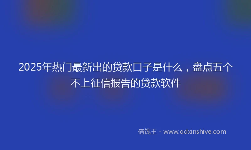 2025年热门最新出的贷款口子是什么，盘点五个不上征信报告的贷款软件