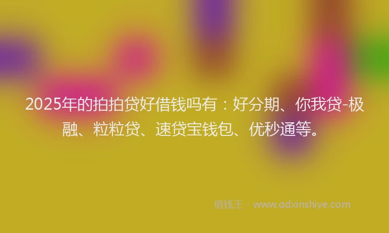 2025年的拍拍贷好借钱吗有：好分期、你我贷-极融、粒粒贷、速贷宝钱包、优秒通等。