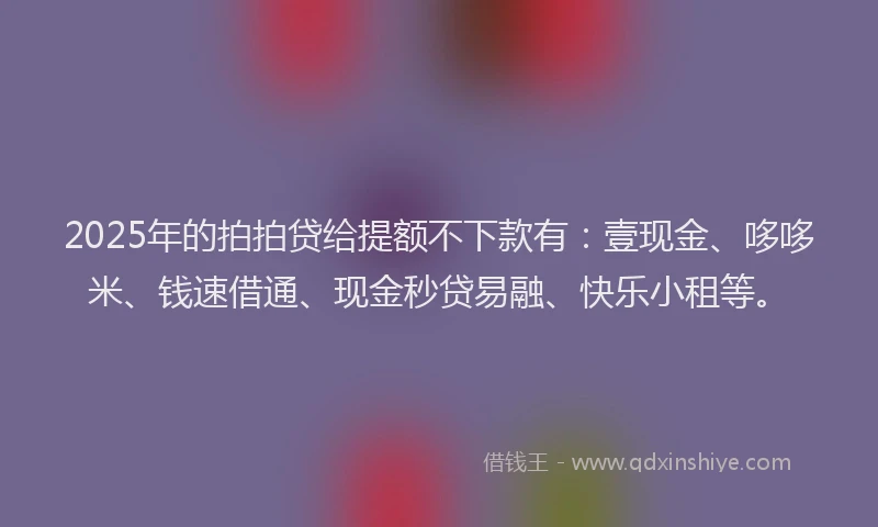 2025年的拍拍贷给提额不下款有：壹现金、哆哆米、钱速借通、现金秒贷易融、快乐小租等。