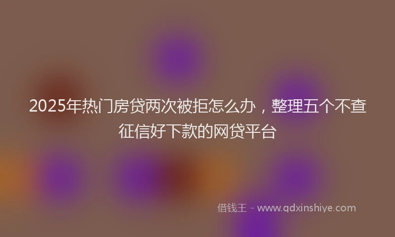 2025年热门房贷两次被拒怎么办，整理五个不查征信好下款的网贷平台