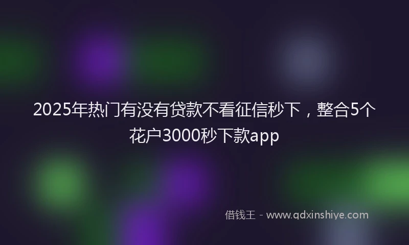 2025年热门有没有贷款不看征信秒下，整合5个花户3000秒下款app