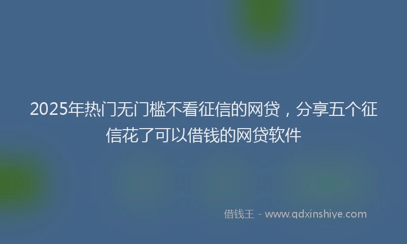 2025年热门无门槛不看征信的网贷，分享五个征信花了可以借钱的网贷软件