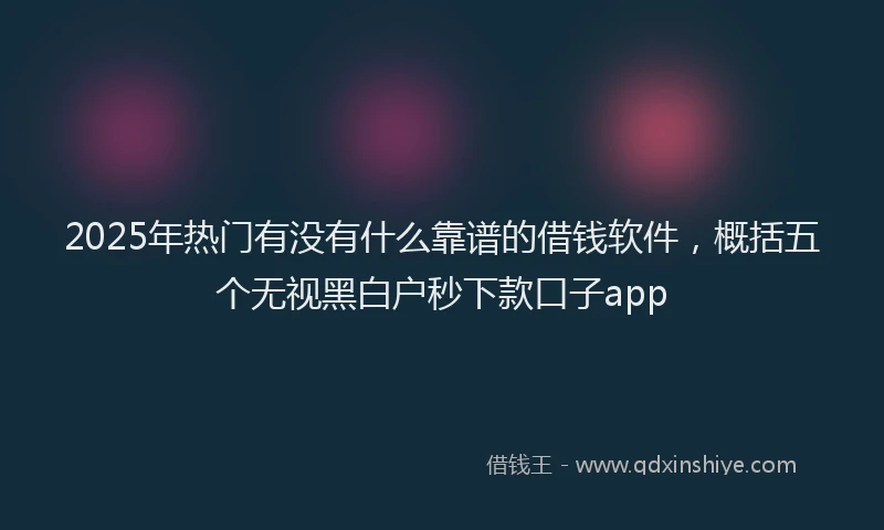 2025年热门有没有什么靠谱的借钱软件，概括五个无视黑白户秒下款口子app