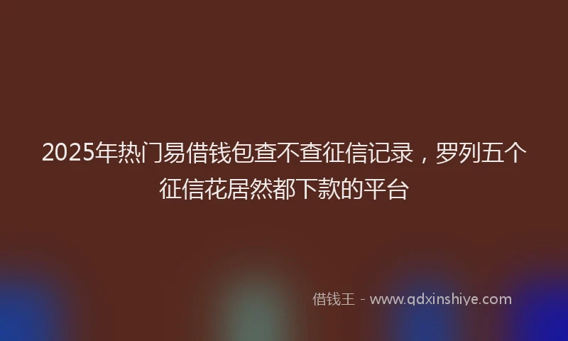 2025年热门易借钱包查不查征信记录，罗列五个征信花居然都下款的平台