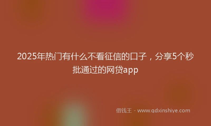 2025年热门有什么不看征信的口子，分享5个秒批通过的网贷app