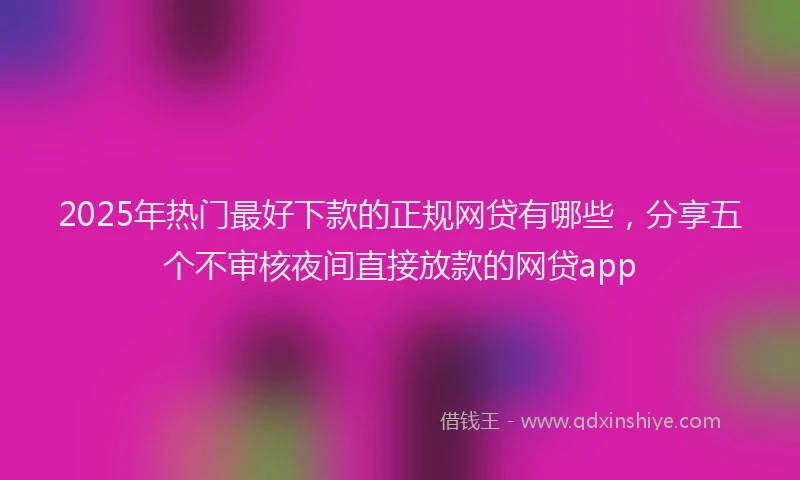 2025年热门最好下款的正规网贷有哪些，分享五个不审核夜间直接放款的网贷app