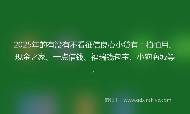 2025年的有没有不看征信良心小贷有：拍拍用、现金之家、一点借钱、福瑞钱包宝、小狗商城等。