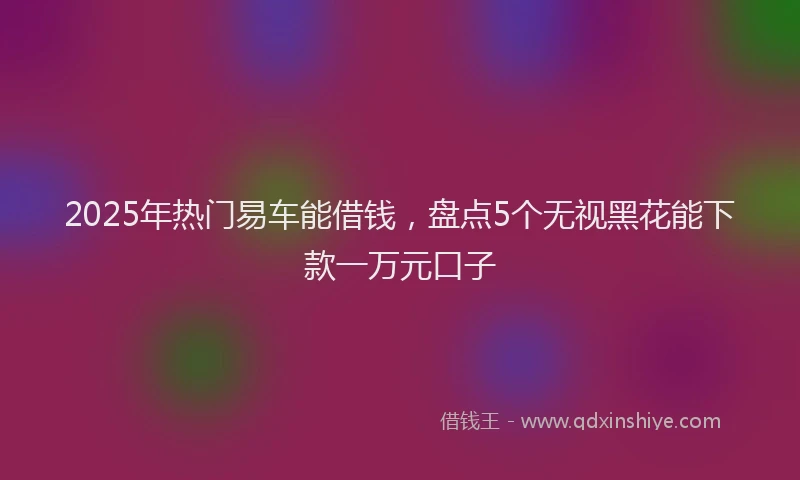 2025年热门易车能借钱，盘点5个无视黑花能下款一万元口子