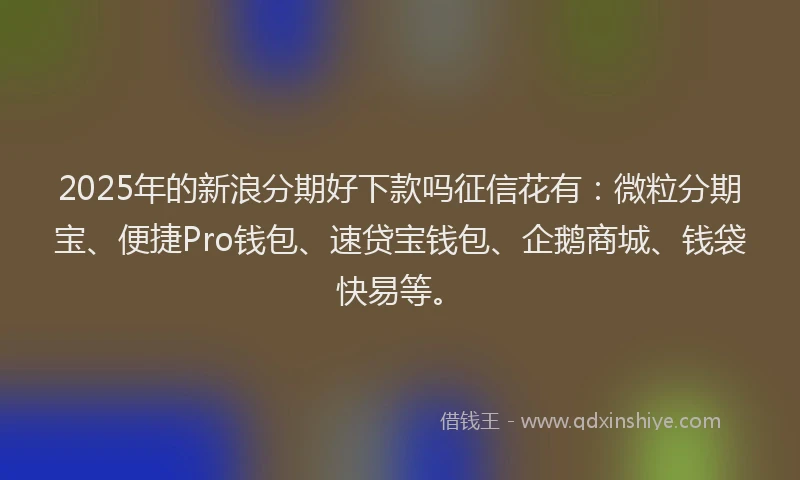 2025年的新浪分期好下款吗征信花有：微粒分期宝、便捷Pro钱包、速贷宝钱包、企鹅商城、钱袋快易等。