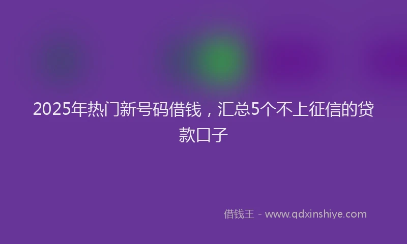 2025年热门新号码借钱，汇总5个不上征信的贷款口子