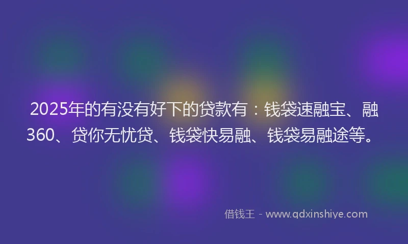2025年的有没有好下的贷款有：钱袋速融宝、融360、贷你无忧贷、钱袋快易融、钱袋易融途等。
