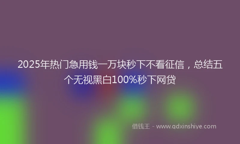 2025年热门急用钱一万块秒下不看征信，总结五个无视黑白100%秒下网贷