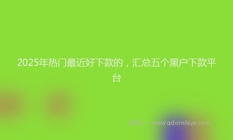 2025年热门最近好下款的，汇总五个黑户下款平台