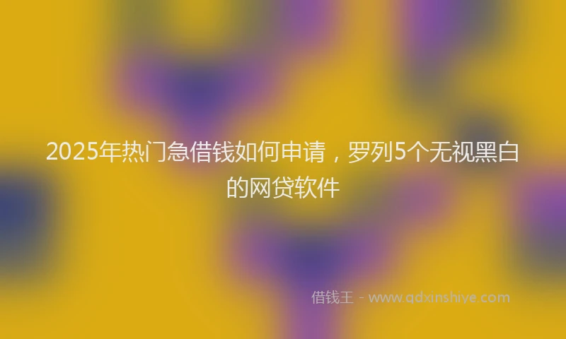 2025年热门急借钱如何申请，罗列5个无视黑白的网贷软件