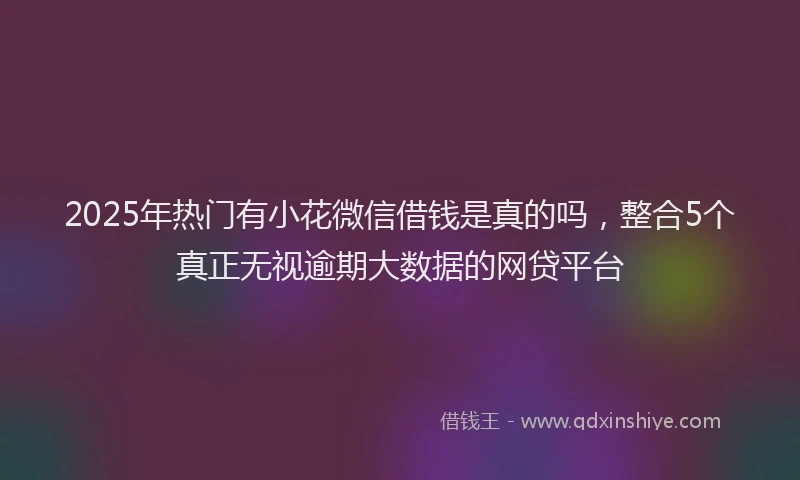 2025年热门有小花微信借钱是真的吗，整合5个真正无视逾期大数据的网贷平台