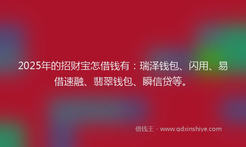 2025年的招财宝怎借钱有：瑞泽钱包、闪用、易借速融、翡翠钱包、瞬信贷等。
