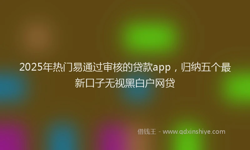 2025年热门易通过审核的贷款app，归纳五个最新口子无视黑白户网贷