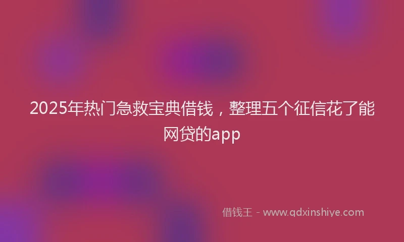 2025年热门急救宝典借钱，整理五个征信花了能网贷的app