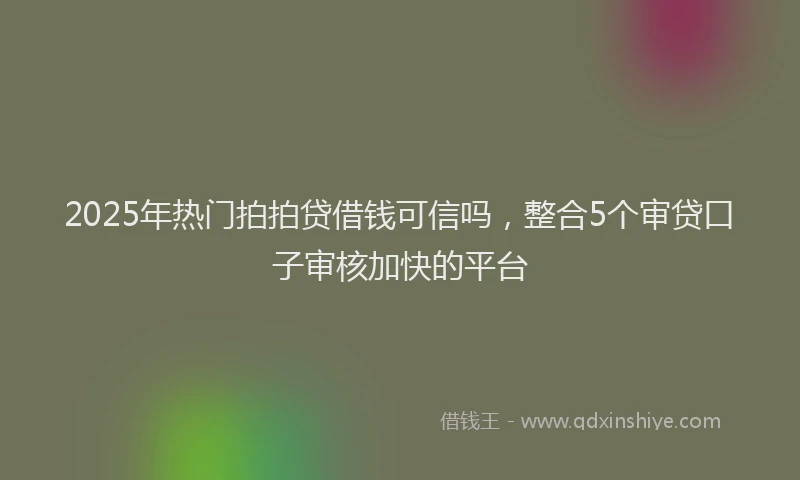 2025年热门拍拍贷借钱可信吗，整合5个审贷口子审核加快的平台